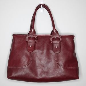 Le Chateau Burgundy Zip Purse With Inner Zip Pocket + Glasses/Makeup Storage